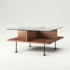 Decotique Soffbord-Vogue Soffbord 70x70 cm, Valnöt / Mässing