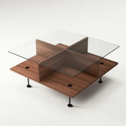 Decotique Soffbord-Vogue Soffbord 70x70 cm, Valnöt / Mässing