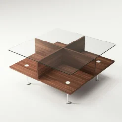 Decotique Soffbord-Vogue Soffbord 70x70 cm, Valnöt / Mässing