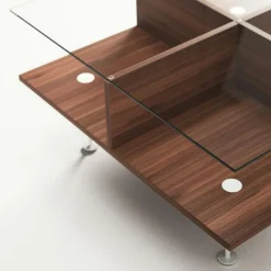 Decotique Soffbord-Vogue Soffbord 70x70 cm, Valnöt / Mässing