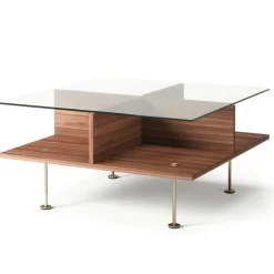 Decotique Soffbord-Vogue Soffbord 70x70 cm, Valnöt / Mässing