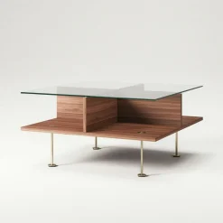 Decotique Soffbord-Vogue Soffbord 70x70 cm, Valnöt / Mässing