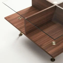 Decotique Soffbord-Vogue Soffbord 70x70 cm, Valnöt / Mässing