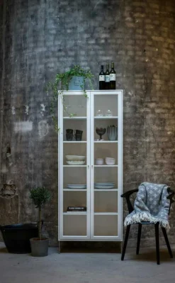 Mavis Skåp & Vitrinskåp-Volt Skåp Glasdörr Vit, 75x32x130 cm