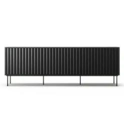 Wave Mediabänk 3D, Antracit / Toppskiva Betsad Ek