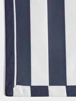 DIYTI Bordstabletter & Glasunderlägg-Wide Stripe Glasunderlägg 10x10 cm 4-pack, Marinblå