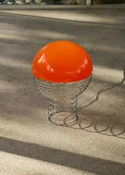 Wire Bordslampa 40 cm, Krom / Orange