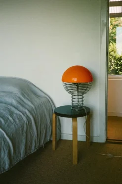 Wire Bordslampa 40 cm, Krom / Orange