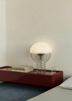 Wire Bordslampa 40 cm, Krom / Orange