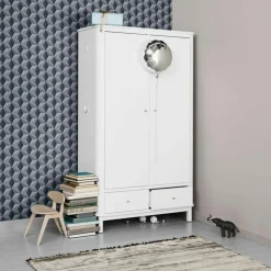 Barn Oliver Furniture Klädförvaring Barn-Wood Garderob med 2 Dörrar, Vit