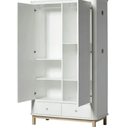 Barn Oliver Furniture Klädförvaring Barn-Wood Garderob med 2 Dörrar, Vit