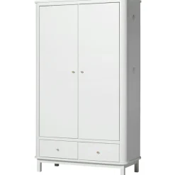 Barn Oliver Furniture Klädförvaring Barn-Wood Garderob med 2 Dörrar, Vit