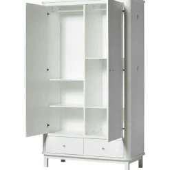 Barn Oliver Furniture Klädförvaring Barn-Wood Garderob med 2 Dörrar, Vit