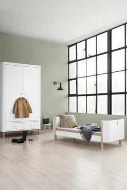 Wood Mini+ Cot Säng Inkl. Junior Kit, Vit/Ek