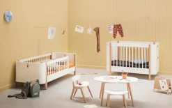 Wood Mini+ Cot Säng Inkl. Junior Kit, Vit/Ek