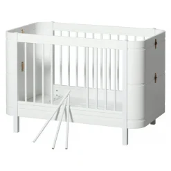 Wood Mini+ Cot Säng Inkl. Junior Kit, Vit/Ek