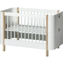 Wood Mini+ Cot Säng Inkl. Junior Kit, Vit/Ek