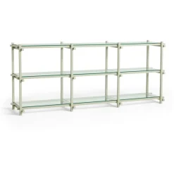 HAY Bokhyllor-Woody Hyllsystem 2.0 Low Smokey Grey Beech / Clear Glass