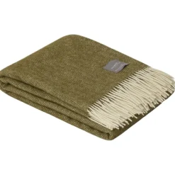 Stackelbergs Plädar & Filtar-Wool Fishbone Filt 130x170 cm, Ljusgrå/Off-white