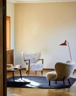 Wulff ATD2 Loungefåtölj + Fotpall, Ek/Sheepskin Moonlight